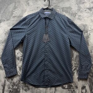 Day & Age Button Down Shirt Mens Large Navy Blue Geometric Diamond Print NWT